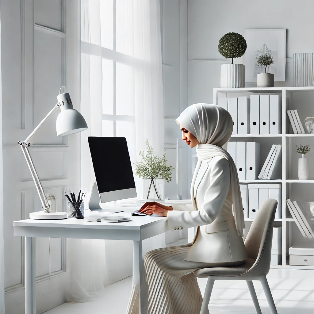 Spiritual productivity at the office muslim woman working